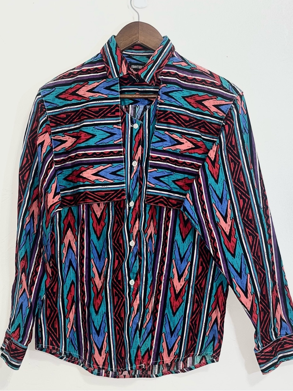 Vintage Frontier Southwestern Aztec Geometric Button Down Shirt Western
